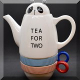 P33. Tea For Two panda bear tea pot and cups 8” - $12